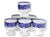 English Antique English Willow Porcelain 6 Egg Cup Set w/ Handled Stand For Sale - Image 3 of 6
