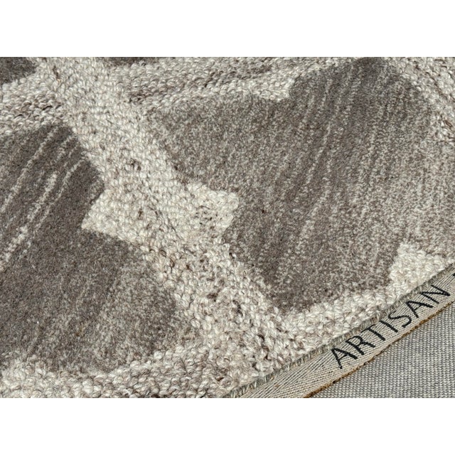 8ft 2in × 10ft 1in Artisan De Luxe Gray Fleur-De-Lys Wool Area Rug For Sale - Image 10 of 12