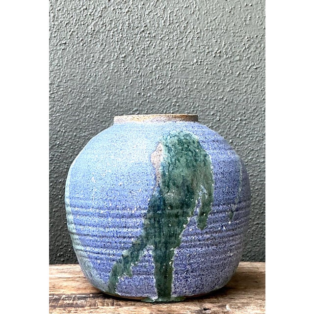 Vintage Drip Glaze Ceramic Vase For Sale In West Palm - Image 6 of 14