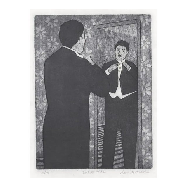 1970s Ann Mitchell White Tie Etching For Sale
