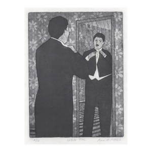 1970s Ann Mitchell White Tie Etching