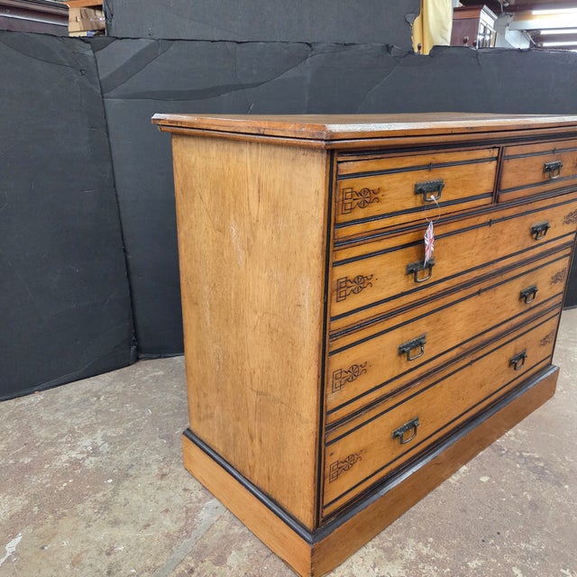 Late 19th Century Satinwood Arts & Crafts 5 Drawer Chest on Plinth Base For Sale - Image 16 of 16