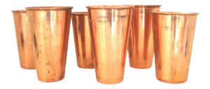 100% Pure Copper Beakers Set 6 Lot Vase Shot Glasses Beer Sake Vintage Metal