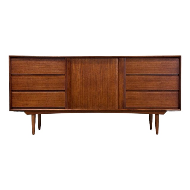 1960s Refinished 75” Danish Modern Teak Sideboard Credenza by Danflex Systems, Atrributed For Sale