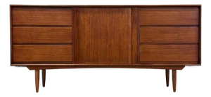 1960s Refinished 75” Danish Modern Teak Sideboard Credenza by Danflex Systems, Atrributed