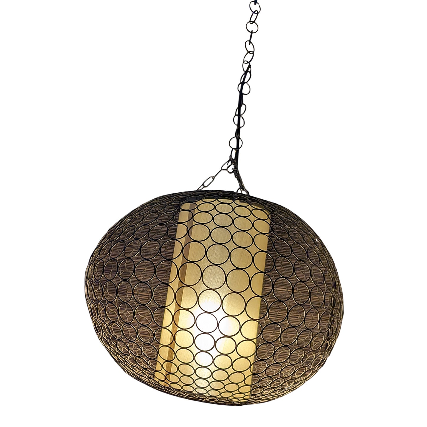 1970s Circular Sphere / Cylinder Swag Lamp | Chairish