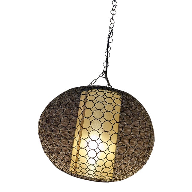 1970s Circular Sphere / Cylinder Swag Lamp For Sale