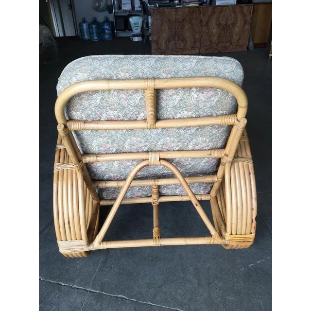 Wood 1950s Restored Five-Strand Round Full Pretzel Rattan Lounge Chair For Sale - Image 7 of 8