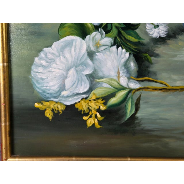 1960s Chelsea House Floral Still Life Oil Painting After Renoir For Sale - Image 13 of 17