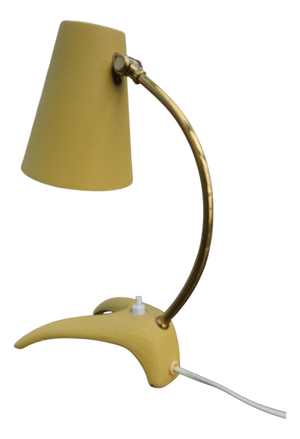 Mid-Century Swedish Yellow B52 Desk Lamp in Brass from Ewå Värnamo, 1950s