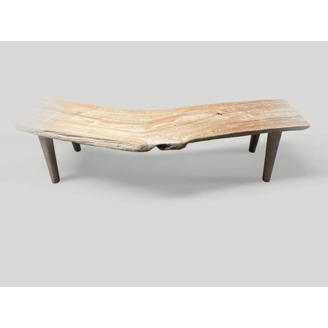 Andrianna Shamaris Curved St. Barts Teak Wood Bench For Sale In New York - Image 6 of 18