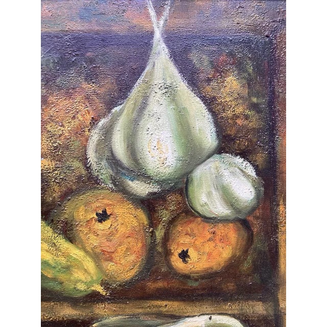 1950s Italian Mid-Century Original Oil on Canvas Large Framed Still Life 3 For Sale - Image 4 of 10