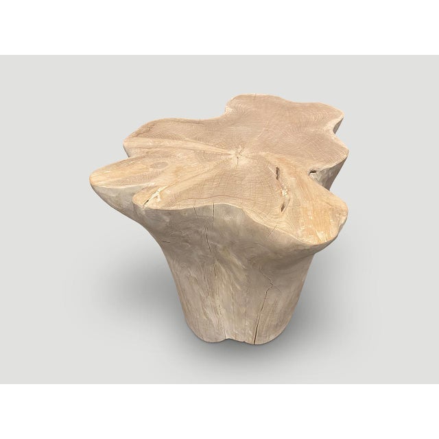 2010s Andrianna Shamaris St. Barts Bleached Teak Side Table or Pedestal For Sale - Image 5 of 18