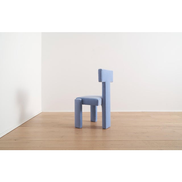 Segment Highback Dining Chair in Blue Hydrangea Velvet For Sale - Image 4 of 8
