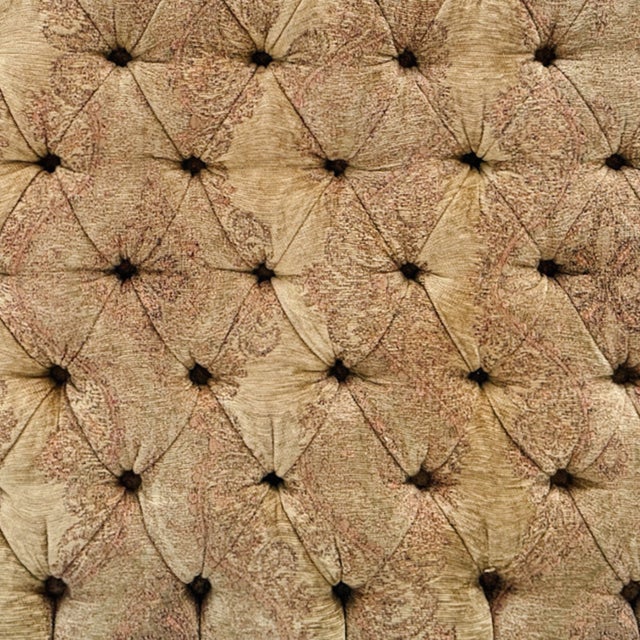 Wood Vintage Large Traditional Tufted Ottoman Coffee Table With Carved Lion Paw Feet For Sale - Image 7 of 10