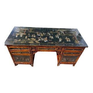 Antique Chinoiserie Style Bamboo Desk For Sale
