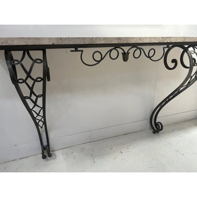 Art Deco Style Console Table in Hammered Wrought Iron, 1900s For Sale - Image 11 of 14