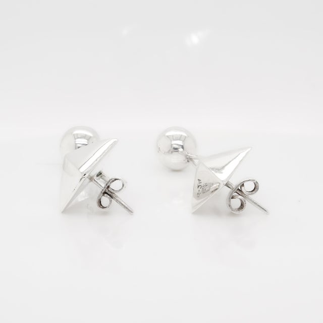 Silver Pair of Mexican Mid-Century William Spratling Sterling Silver Drop Earrings For Sale - Image 8 of 12