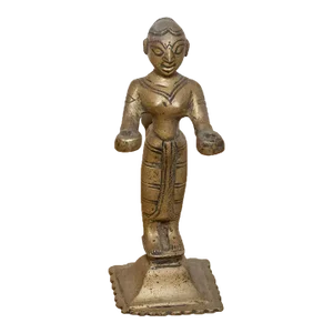 19th Century Indian Lakshmi Brass Oil Lamp