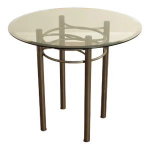 Contemporary Round Glass Top Steel Pub Table
