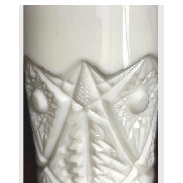 Glass Vintage Milk Glass Tumbler: Star & Button Pressed Glass For Sale - Image 7 of 7