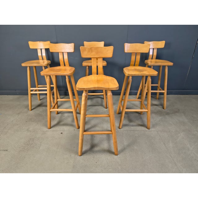 Mid-Century Brutalist Bar Stools, 1960s, Set of 6 For Sale - Image 11 of 15