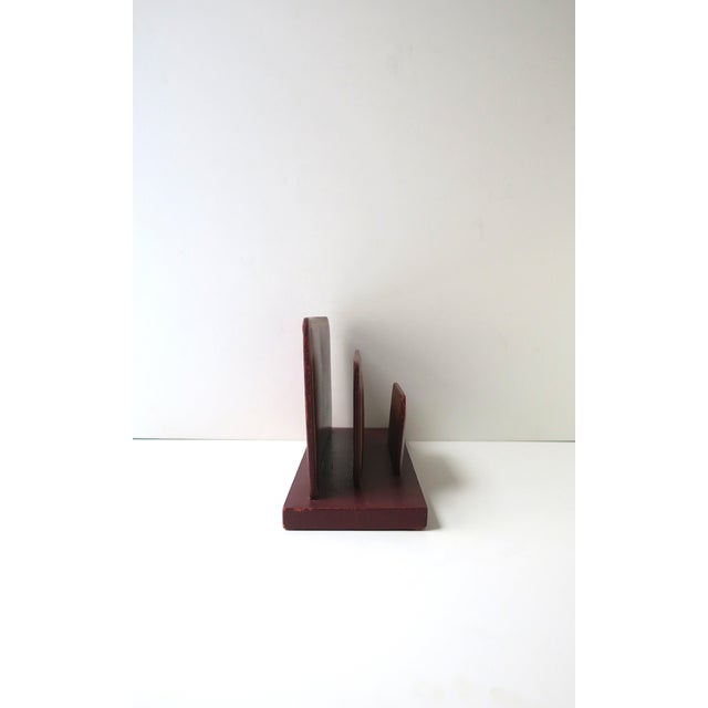 Burgundy French Leather Mail Desk Holder, Cartier Style, Mid-20th Century, France For Sale - Image 8 of 11