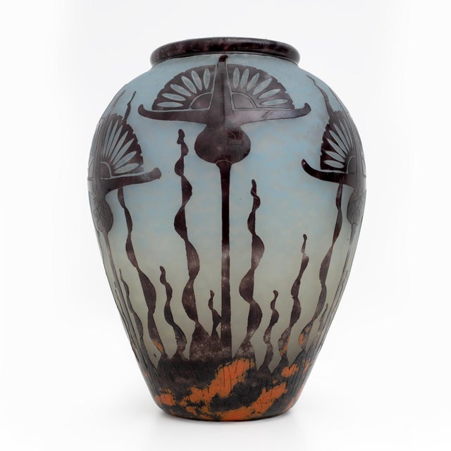 French Art Nouveau Artistic Glass Vase by Charles Schneider, 1924 For Sale - Image 3 of 10