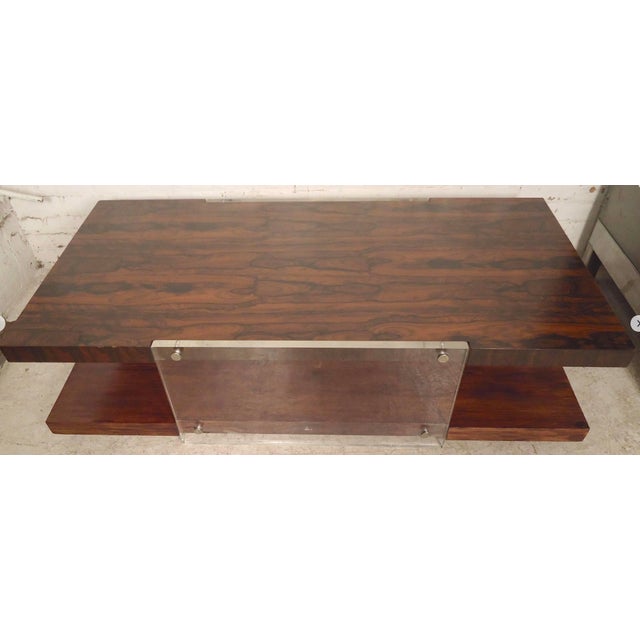 Mid 20th Century Vintage Rosewood & Lucite Coffee Table For Sale - Image 5 of 6
