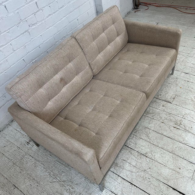 Knoll Mid Century Modern Florence Knoll Relaxed Two Seater Sofa Loveseat for Reupholstery For Sale - Image 4 of 11