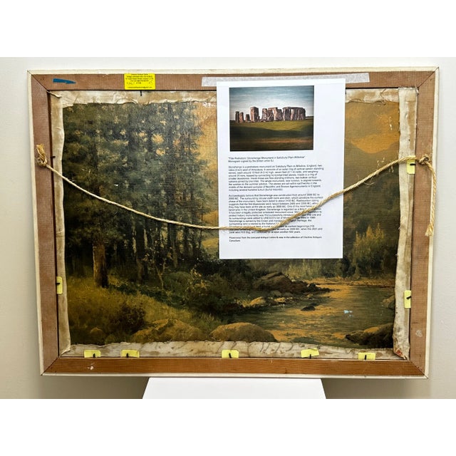 Oil Painting Salisbury Plain Stonehenge After Jasper Francis Cropsey Framed For Sale - Image 4 of 12