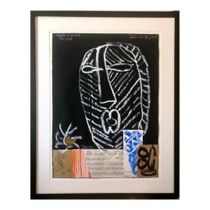 Raimundo Figueroa, Puerto Rican Modernist Master Figueroa Mixed Media Painting Music Notes Collage, 2002