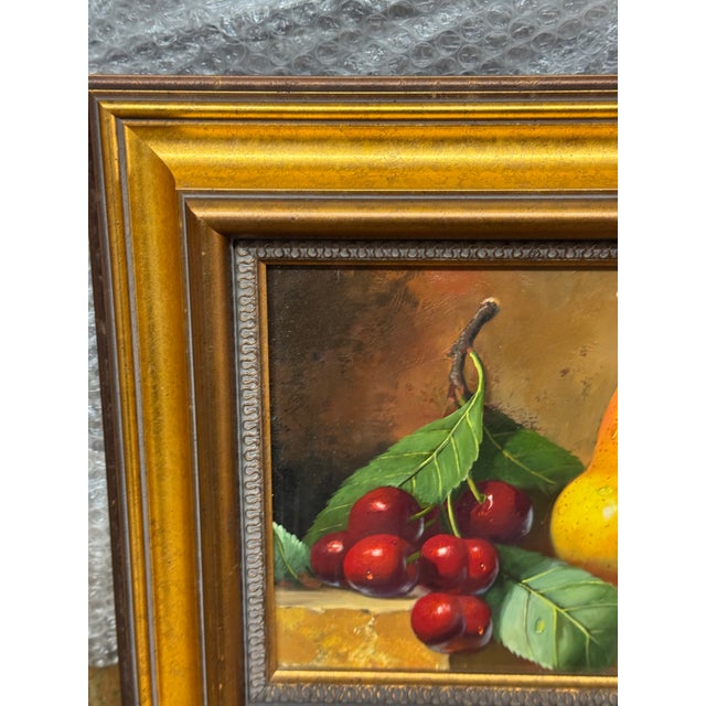 Carle Shi Cherries and a Pear Oil Painting, Signed For Sale - Image 4 of 12