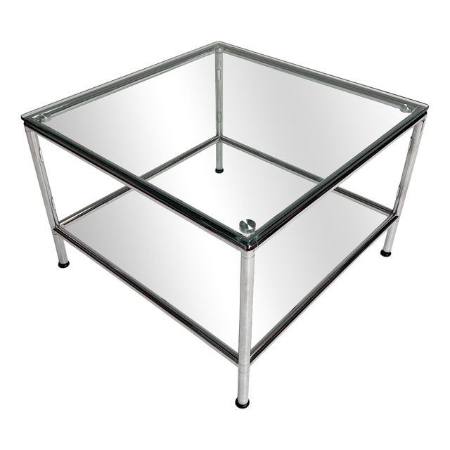 Square Glass Coffee Table, 1990s For Sale