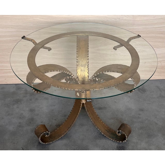 Mid 20th Century Hollywood Regency Gilt French Iron Cocktail Table For Sale - Image 4 of 18