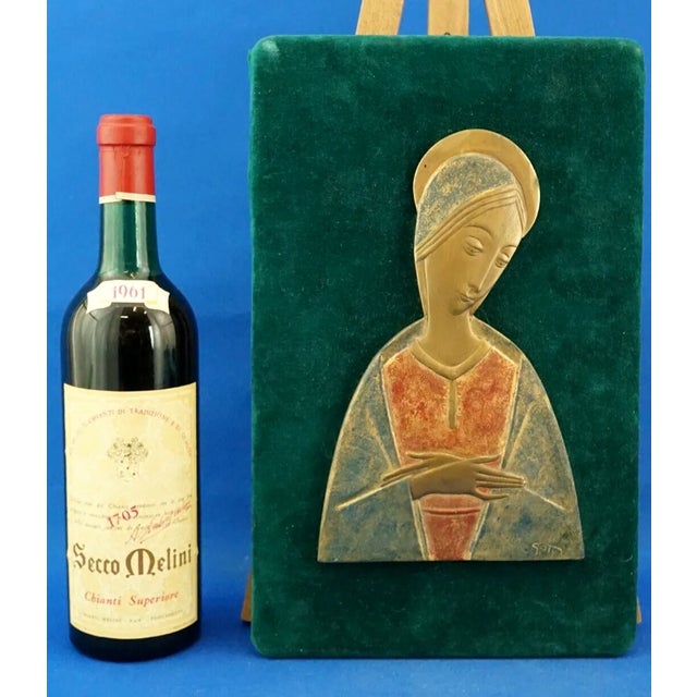 20th Century Gilded Bronze Plaque Sculpture Praying Madonna by Mario Gatti for Guido Reni, Italy, 1950s For Sale - Image 6 of 18