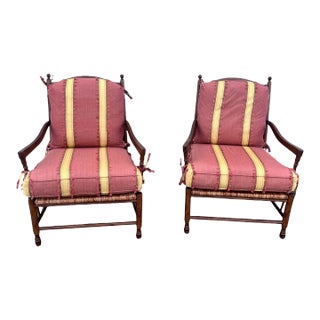 Pair of Wesley Hall Ladderback Oversized Club Club Arm Chairs For Sale