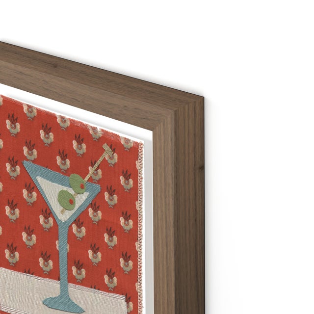 DESCRIPTION: Gemma the Martini by Willa Heart in Walnut Frame, Mini Art Print This is a print of a handmade fabric...