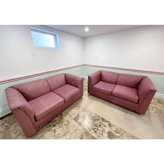 Postmodern Mauve Pink Gold Pattern Loveseats a Pair Chairish