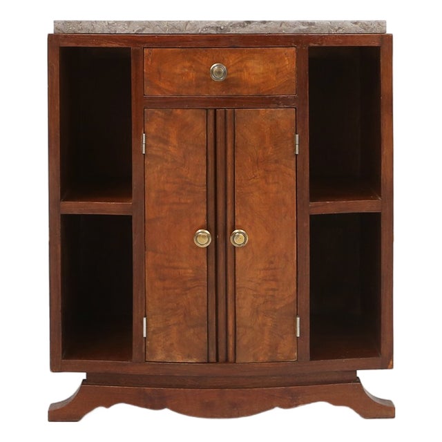 Art Deco Cabinet in Wood with Marble Top, France, 1930s For Sale