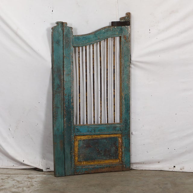 Vintage Indian Painted Teakwood Garden Gate For Sale In Santa Fe - Image 6 of 8