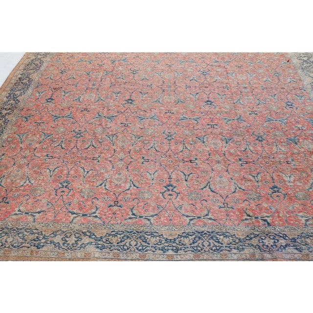 Pink Authentic Persian Tabriz Pink Handmade Wool Rug For Sale - Image 8 of 8