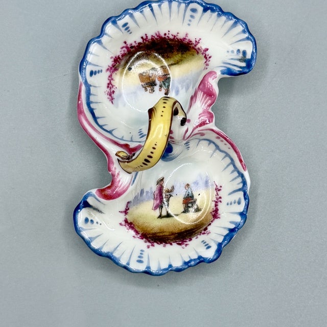 Blue Antique French Porcelain Double Salt Cellar Dish by Charles Field Haviland for Gérard, Dufraisseix & Morel, 1890s For Sale - Image 8 of 17