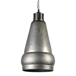 Vintage Nickel Industrial Hammered Pendant Light For Sale