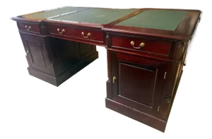 Vintage Traditional Mahogany Partners Executive Desk Unmarked