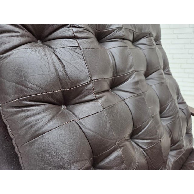 Scandinavian Swivel Armchair in Patchwork Leather, 1970s For Sale - Image 17 of 18
