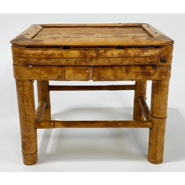 Vintage Scorched Bamboo Plant Stand or Riser For Sale - Image 4 of 8