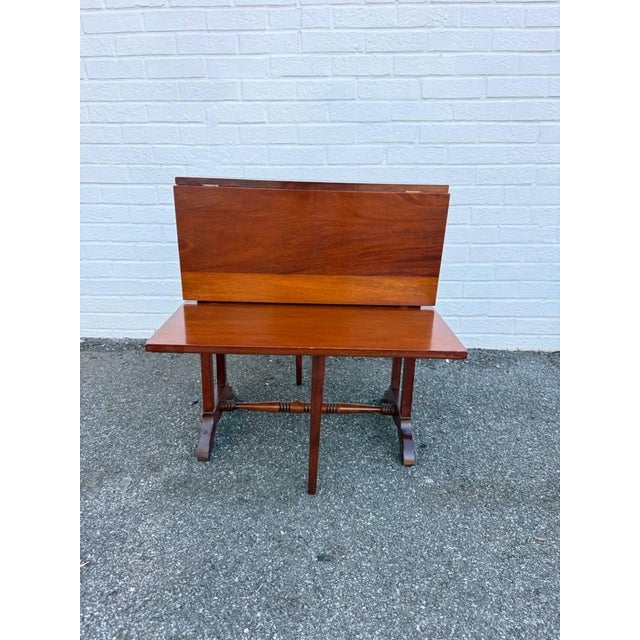 Wood Early 20th Century George III Style Mahogany Two-Tier Drop-Leaf Portable Serving Table For Sale - Image 7 of 16
