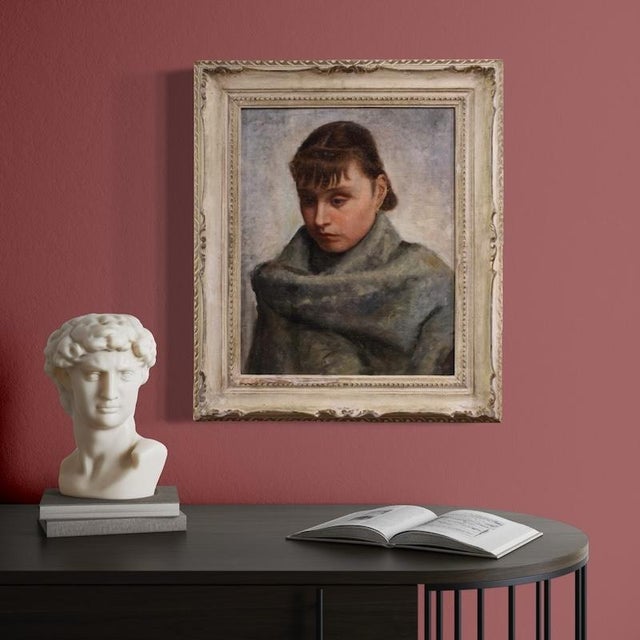 Italian Artist, Portrait of a Woman in Impressionist Style, 1920, Oil on Canvas, Framed For Sale - Image 6 of 15