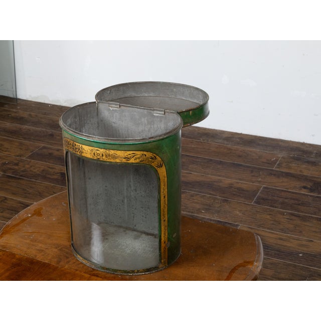 Green English 19th Century Parnall & Sons Green Painted Tea Box with Glass Front For Sale - Image 8 of 12